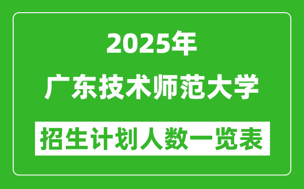 2025年广东技术师范大学在各省招生计划人数一览表