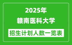 2025年赣南医科大学在各省招生计划人数一览表