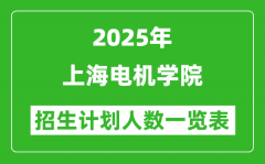 2025年上海电机学院在各省招生计划人数一览表