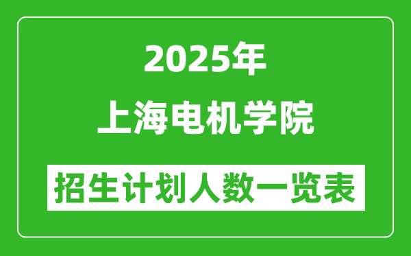 2025年上海电机学院在各省招生计划人数一览表