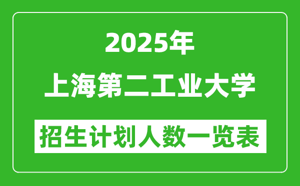 2025年上海第二工业大学在各省招生计划人数一览表