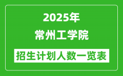 2025年常州工学院在各省招生计划人数一览表
