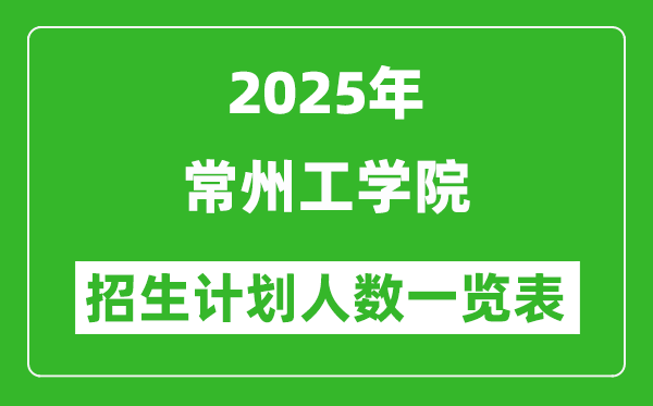 2025年常州工学院在各省招生计划人数一览表