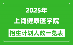 2025年上海健康医学院在各省招生计划人数一览表