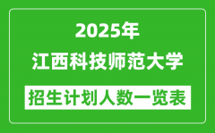 2025年江西科技师范大学在各省招生计划人数一览表