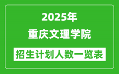 2025年重庆文理学院在各省招生计划人数一览表
