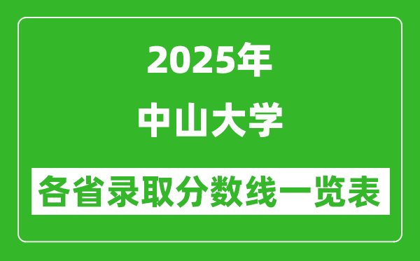 2025年中山大学各省录取分数线一览表(含2024年最低分)