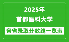 2025年首都医科大学各省录取分数线一览表（含2024年最低分）