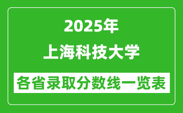 2025年上海科技大学各省录取分数线一览表(含2024年最低分)