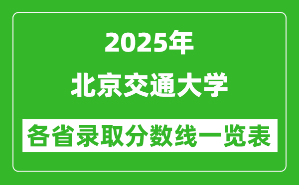 2025年北京交通大学各省录取分数线一览表(含2024年最低分)