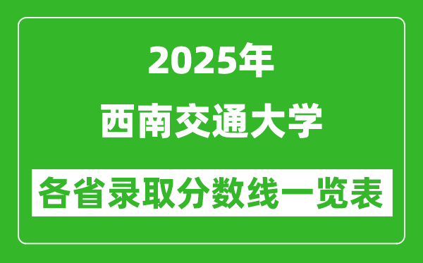 2025年西南交通大学各省录取分数线一览表(含2024年最低分)