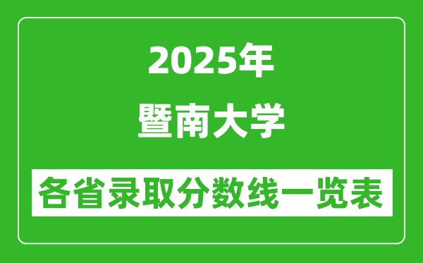 2025年暨南大学各省录取分数线一览表(含2024年最低分)