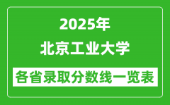 2025年北京工业大学各省录取分数线一览表（含2024年最低分）