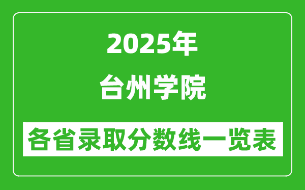 2025年台州学院各省录取分数线一览表(含2024年最低分)
