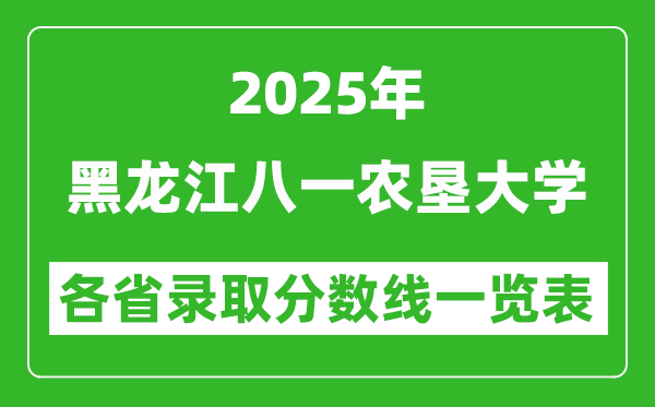 2025年黑龙江八一农垦大学各省录取分数线一览表(含2024年最低分)