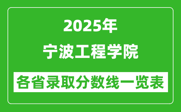 2025年宁波工程学院各省录取分数线一览表(含2024年最低分)