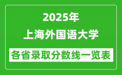 2025年上海外国语大学各省录取分数线一览表（含2024年最低分）