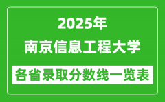 2025年南京信息工程大学各省录取分数线一览表（含2024年最低分）