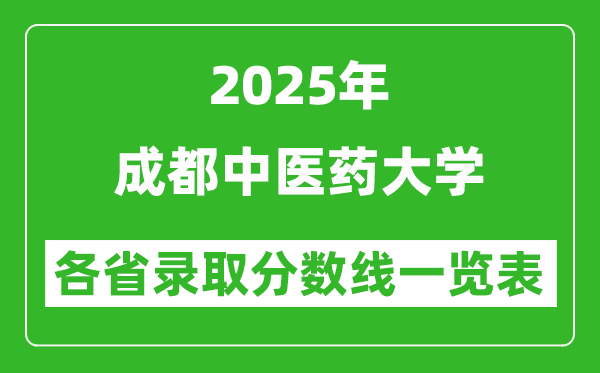 2025年成都中医药大学各省录取分数线一览表(含2024年最低分)