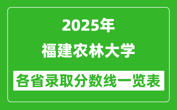 2025年福建农林大学各省录取分数线一览表(含2024年最低分)