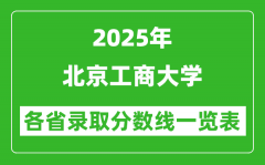 2025年北京工商大学各省录取分数线一览表（含2024年最低分）