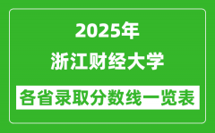 2025年浙江财经大学各省录取分数线一览表（含2024年最低分）