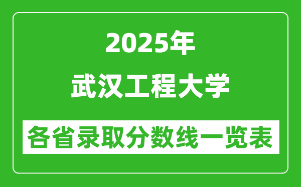 2025年武汉工程大学各省录取分数线一览表(含2024年最低分)