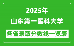 2025年山东第一医科大学各省录取分数线一览表（含2024年最低分）