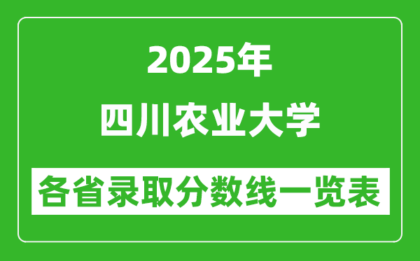 2025年四川农业大学各省录取分数线一览表(含2024年最低分)