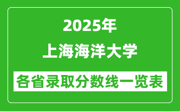 2025年上海海洋大学各省录取分数线一览表(含2024年最低分)