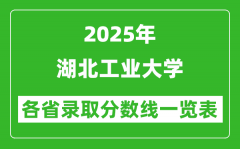 2025年湖北工业大学各省录取分数线一览表（含2024年最低分）