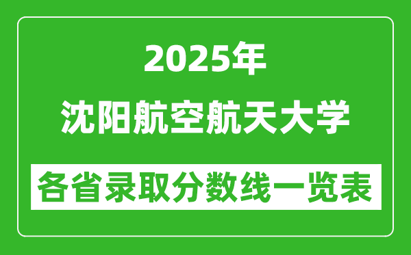 2025年沈阳航空航天大学各省录取分数线一览表(含2024年最低分)