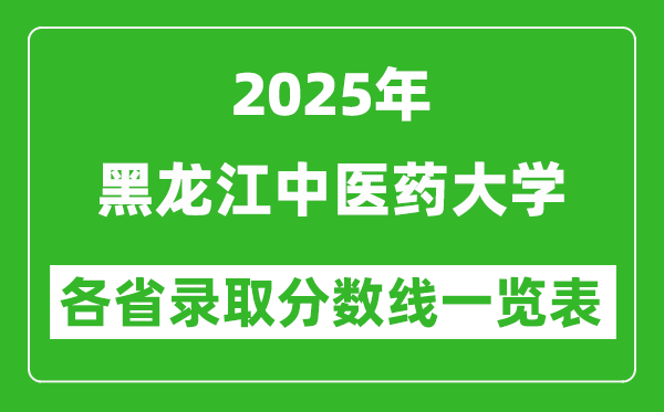 2025年黑龙江中医药大学各省录取分数线一览表(含2024年最低分)