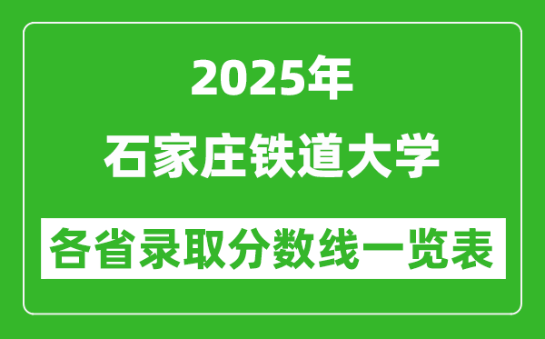 2025年石家庄铁道大学各省录取分数线一览表(含2024年最低分)