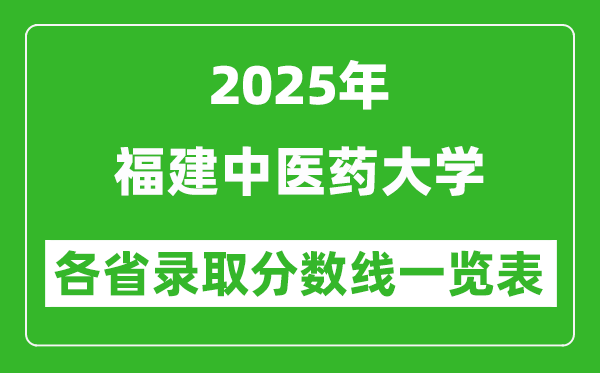 2025年福建中医药大学各省录取分数线一览表(含2024年最低分)