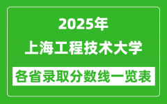 2025年上海工程技术大学各省录取分数线一览表（含2024年最低分）