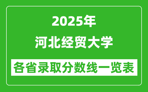 2025年河北经贸大学各省录取分数线一览表(含2024年最低分)