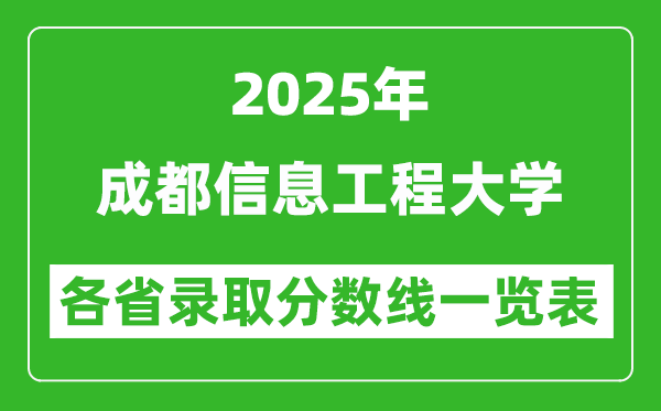 2025年成都信息工程大学各省录取分数线一览表(含2024年最低分)