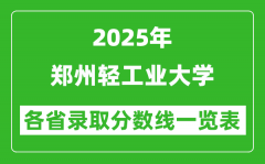 2025年郑州轻工业大学各省录取分数线一览表（含2024年最低分）