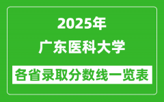 2025年广东医科大学各省录取分数线一览表（含2024年最低分）