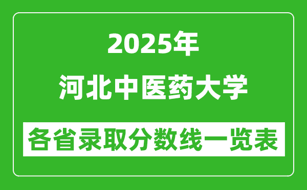 2025年河北中医药大学各省录取分数线一览表(含2024年最低分)