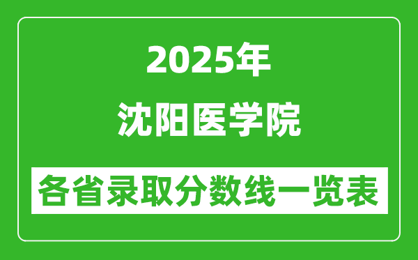2025年沈阳医学院各省录取分数线一览表(含2024年最低分)