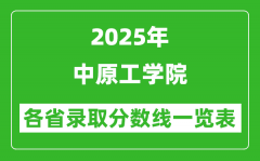 2025年中原工学院各省录取分数线一览表（含2024年最低分）