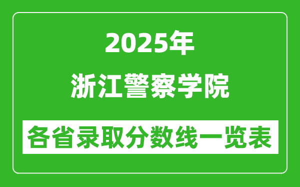 2025年浙江警察学院各省录取分数线一览表(含2024年最低分)