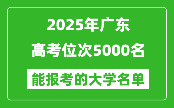 2025广东高考位次5000名能报考什么大学?附能上大学名单