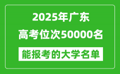 2025广东高考位次50000名能报考什么大学？附能上大学名单