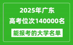 2025广东高考位次140000名能报考什么大学？附能上大学名单