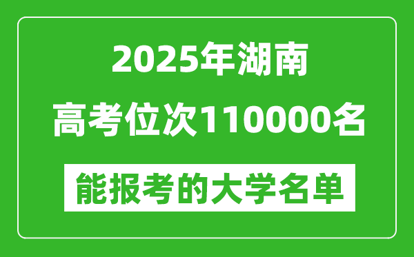 2025湖南高考位次110000名能报考什么大学?附能上大学名单