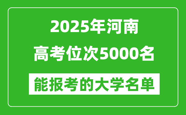 2025河南高考位次5000名能报考什么大学?附能上大学名单