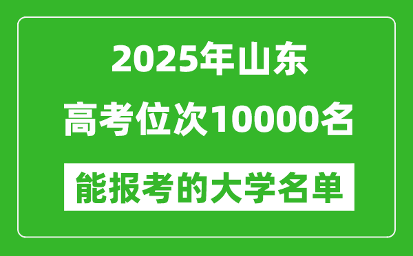 2025山东高考位次10000名能报考什么大学？附能上大学名单